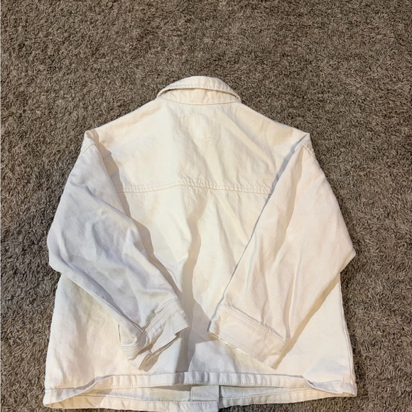 Zara Unisex Kids Cream Preppy Denim Jacket Size 4-5 - Picture 4 of 4